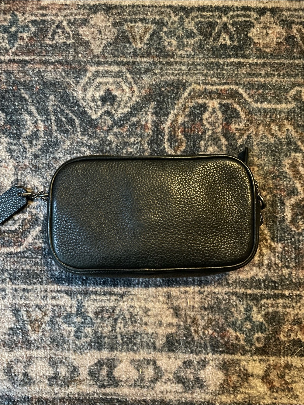 Coach laquer rivets small leather crossbody bag double zip, black pebble leather - Picture 2 of 6